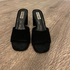 Steve Madden Black Suede Mules